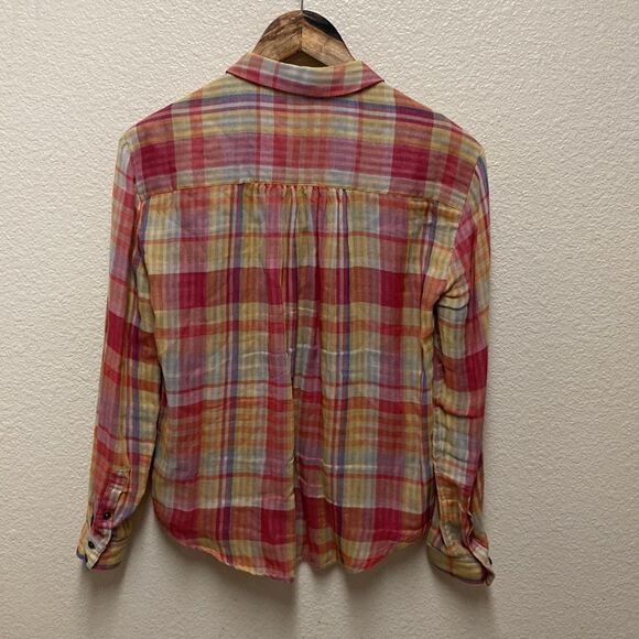 Anthropologie Holding Horses Plaid Button Down Shirt Size 2 - Picture 7 of 7